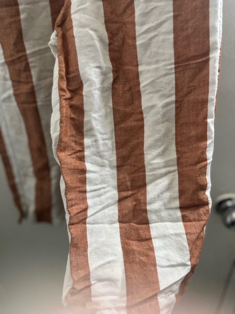 Madewell Vertical Stripe Wide-Leg Pants in Rust and White - Picture 3 of 6